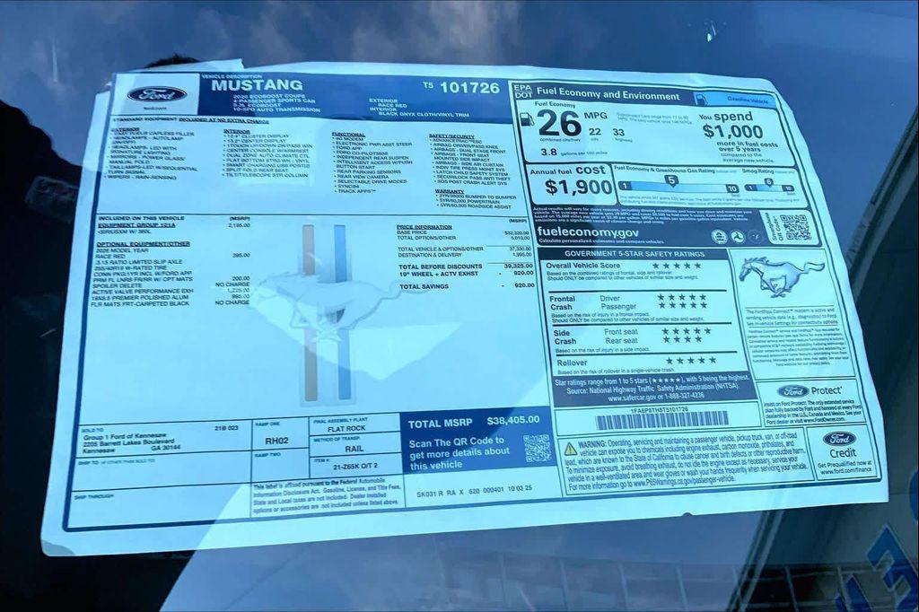 new 2026 Ford Mustang car, priced at $35,678