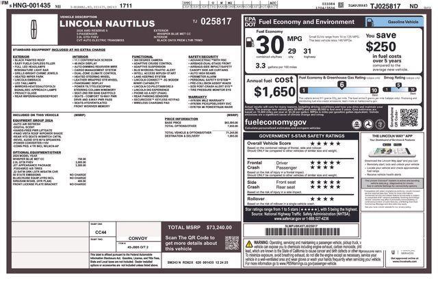 new 2026 Lincoln Nautilus car, priced at $73,240
