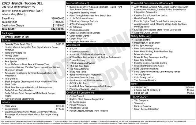 used 2023 Hyundai Tucson car, priced at $24,874
