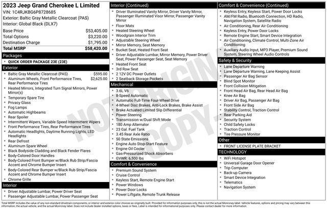 used 2023 Jeep Grand Cherokee L car, priced at $31,000