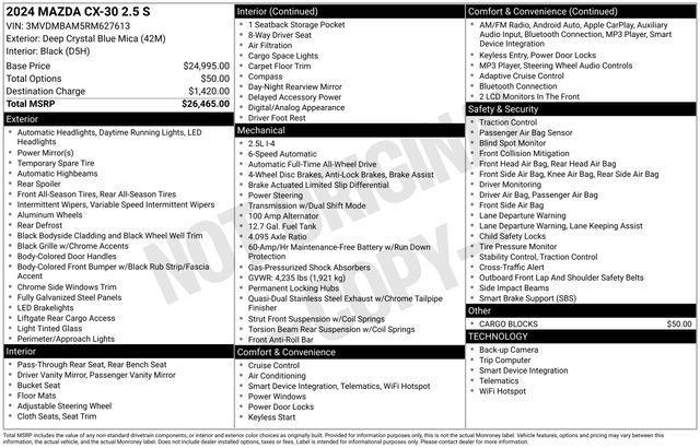 used 2024 Mazda CX-30 car, priced at $23,695