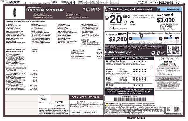 used 2023 Lincoln Aviator car, priced at $42,796