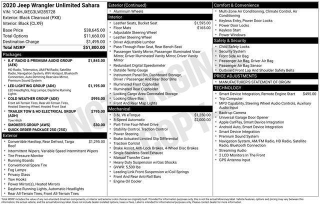 used 2020 Jeep Wrangler Unlimited car, priced at $28,304