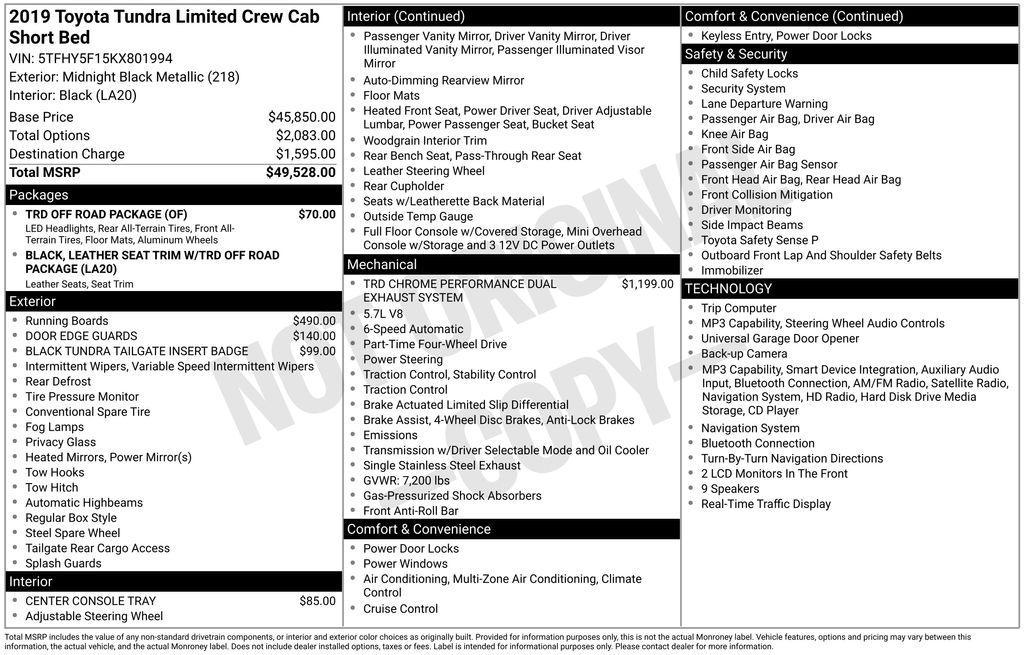 used 2019 Toyota Tundra car, priced at $39,884