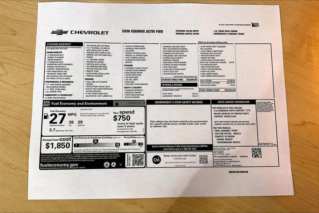 new 2026 Chevrolet Equinox car, priced at $35,222