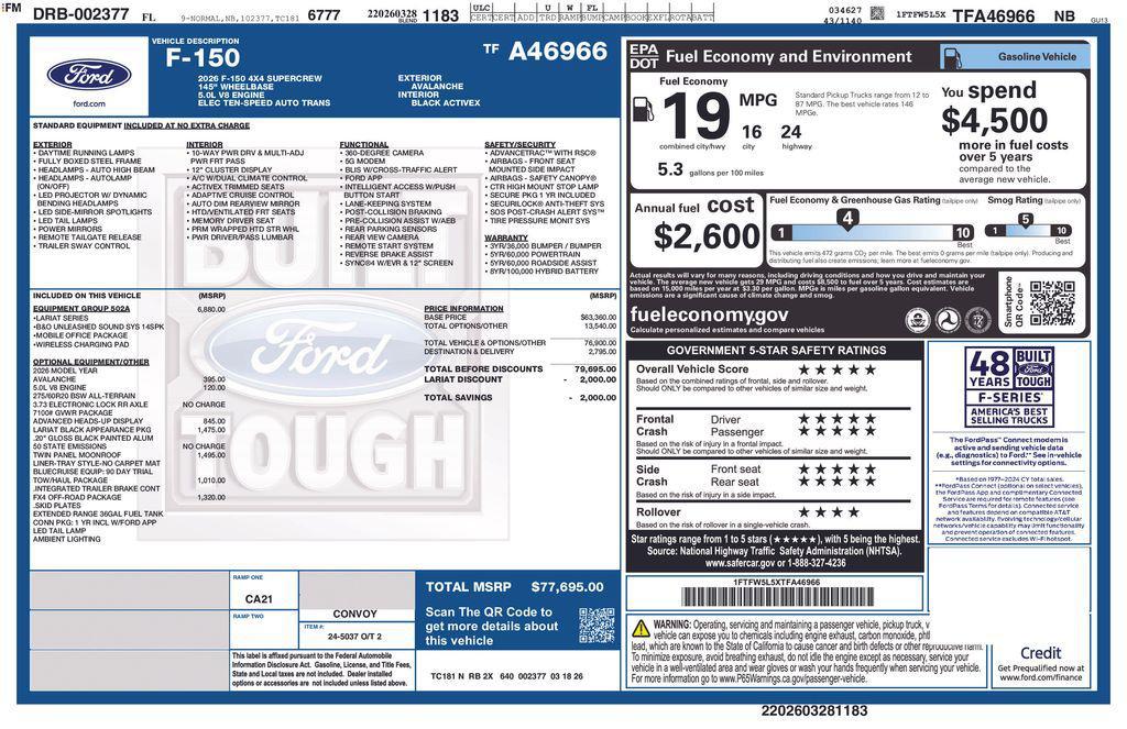 new 2026 Ford F-150 car, priced at $68,846