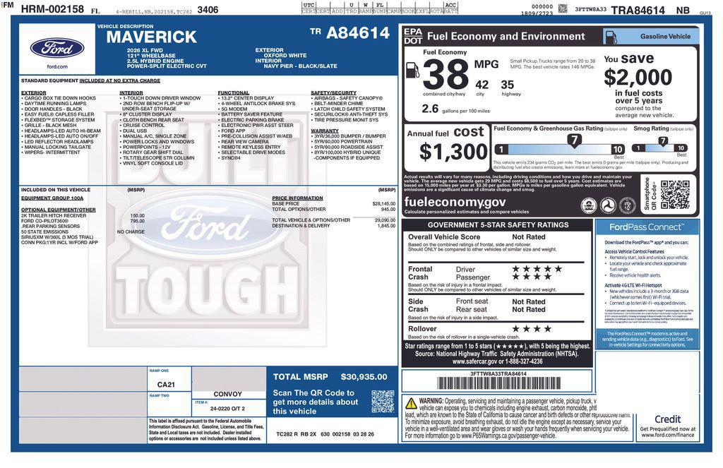 new 2026 Ford Maverick car, priced at $29,497