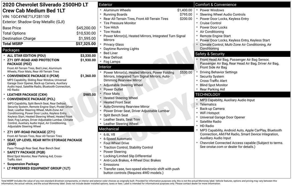 used 2020 Chevrolet Silverado 2500 car, priced at $37,900