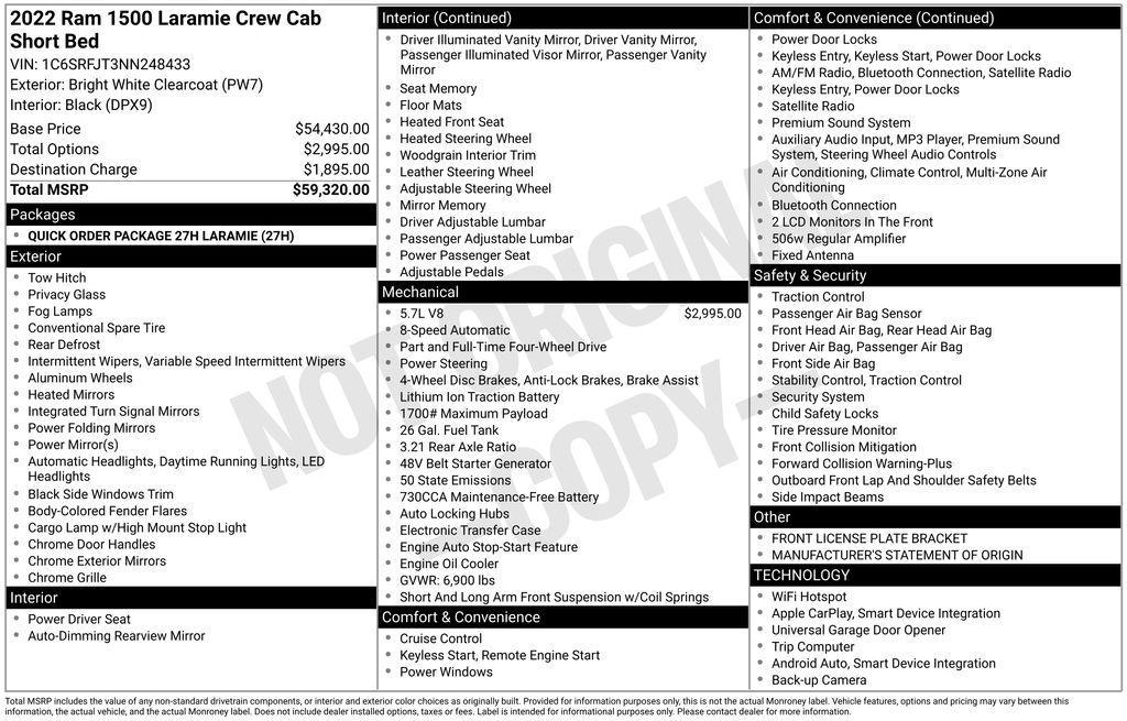 used 2022 Ram 1500 car, priced at $31,488
