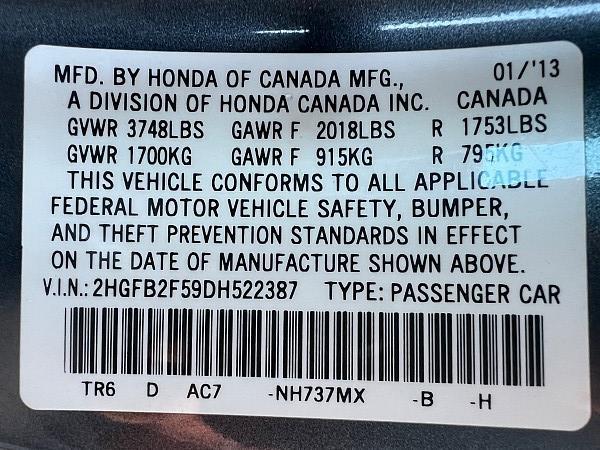 used 2013 Honda Civic car, priced at $10,491