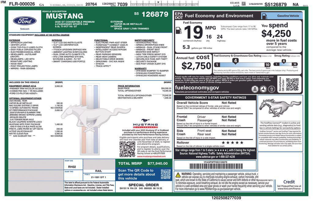 used 2025 Ford Mustang car, priced at $61,800