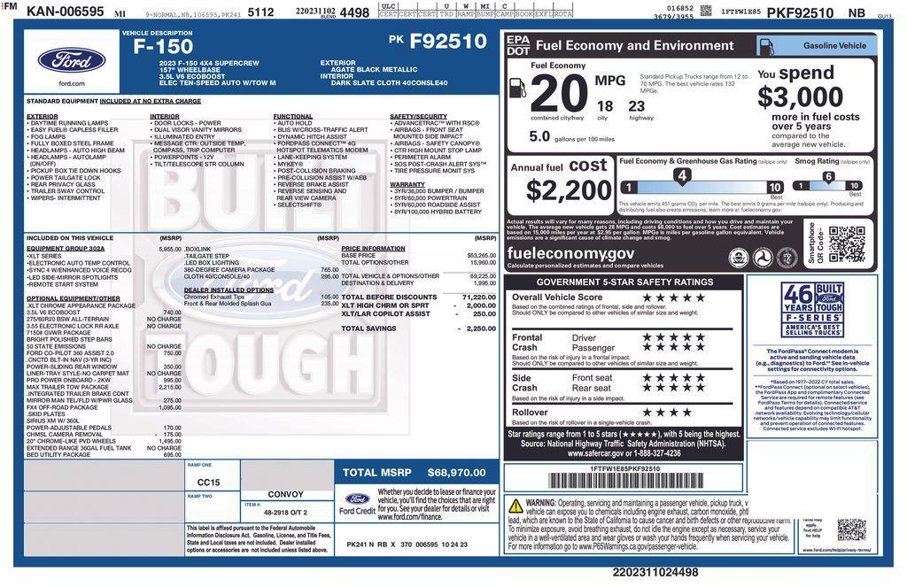 used 2023 Ford F-150 car, priced at $43,800