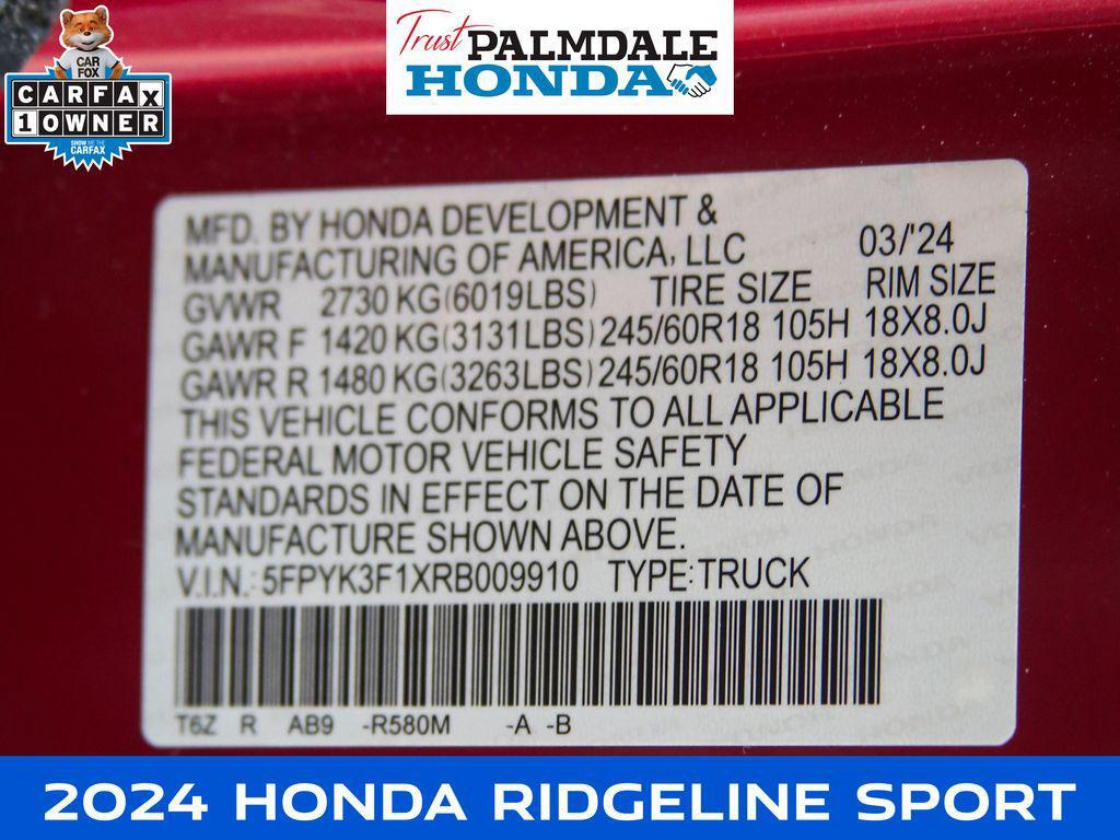 used 2024 Honda Ridgeline car, priced at $33,326