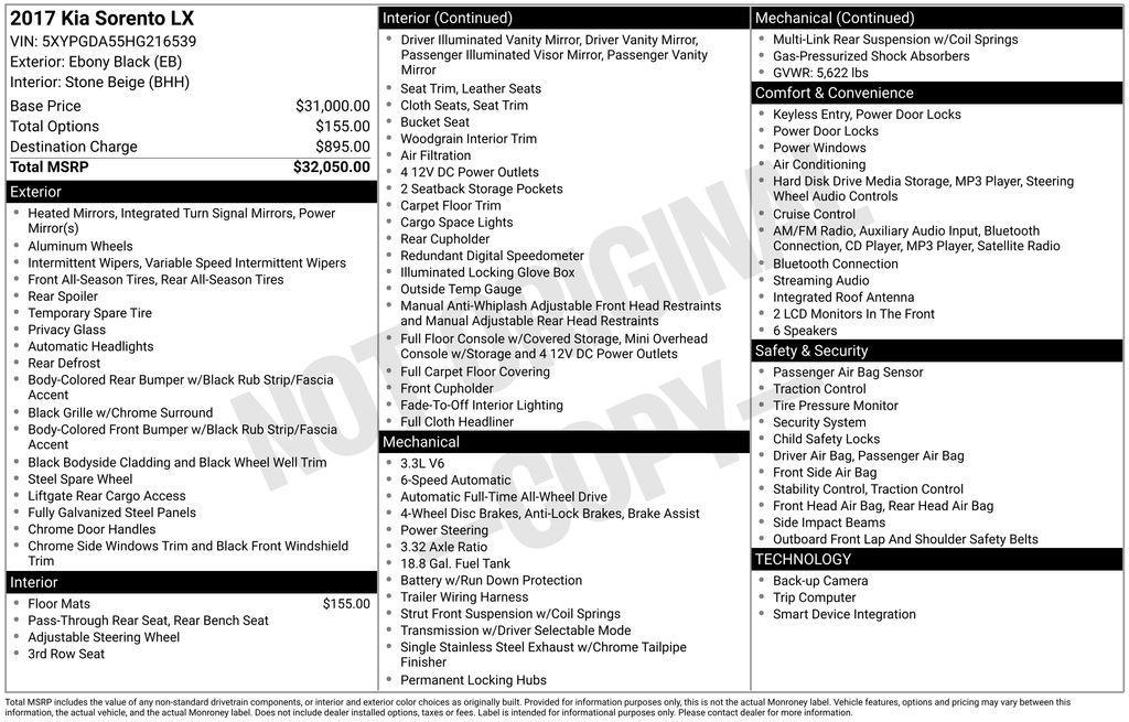 used 2017 Kia Sorento car, priced at $10,350