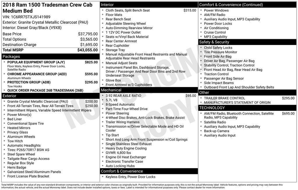 used 2018 Ram 1500 car, priced at $16,940