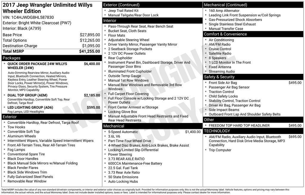 used 2017 Jeep Wrangler Unlimited car, priced at $18,872