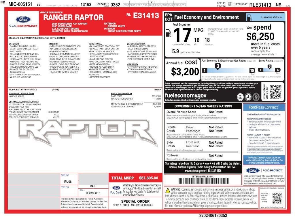 used 2024 Ford Ranger car, priced at $57,492