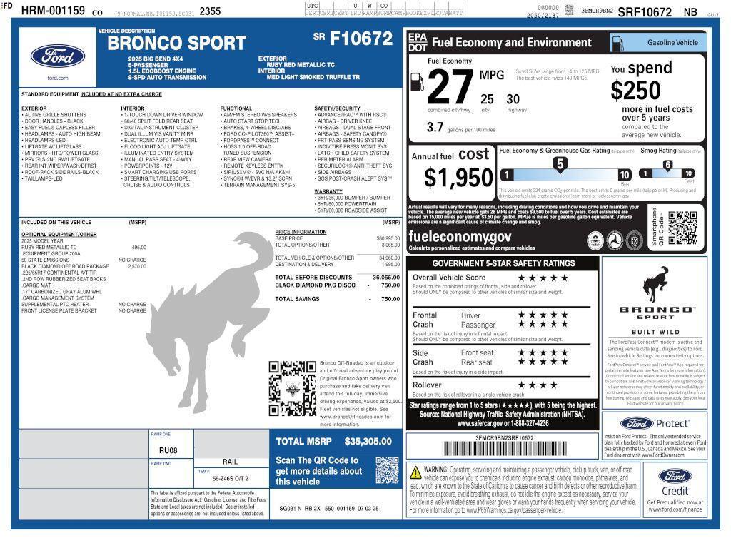 used 2025 Ford Bronco Sport car, priced at $31,381
