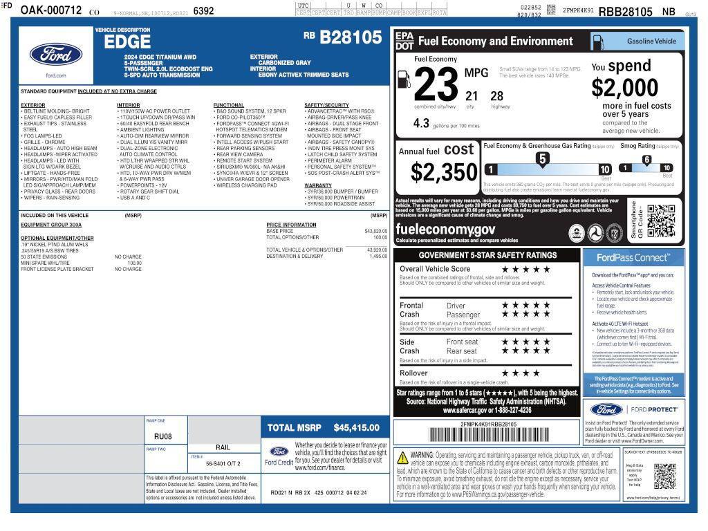 used 2024 Ford Edge car, priced at $33,581