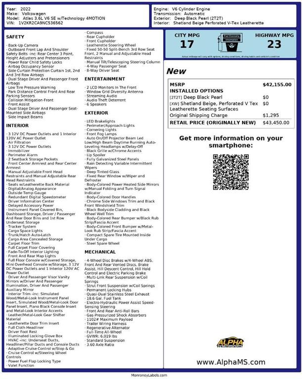 used 2022 Volkswagen Atlas car, priced at $26,000