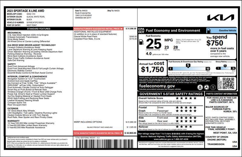 used 2023 Kia Sportage car, priced at $24,500