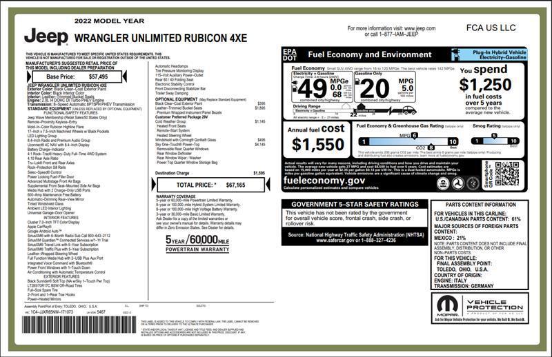 used 2022 Jeep Wrangler Unlimited 4xe car, priced at $29,900