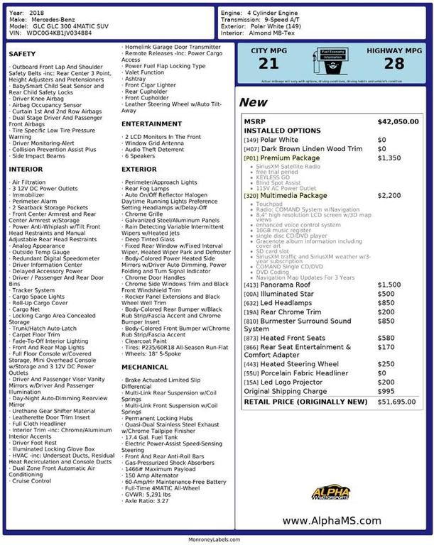 used 2018 Mercedes-Benz GLC 300 car, priced at $13,000