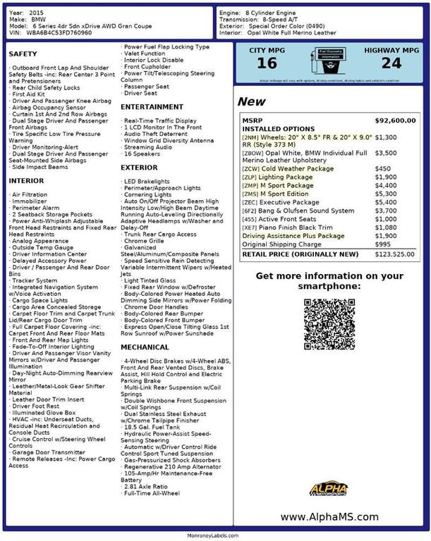 used 2015 BMW 650 Gran Coupe car