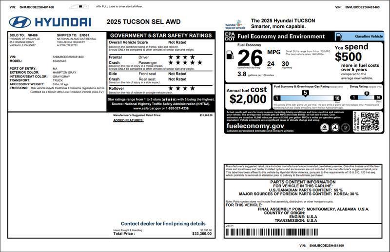 used 2025 Hyundai Tucson car, priced at $22,400