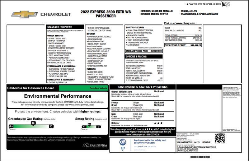 used 2022 Chevrolet Express 3500 car, priced at $27,900