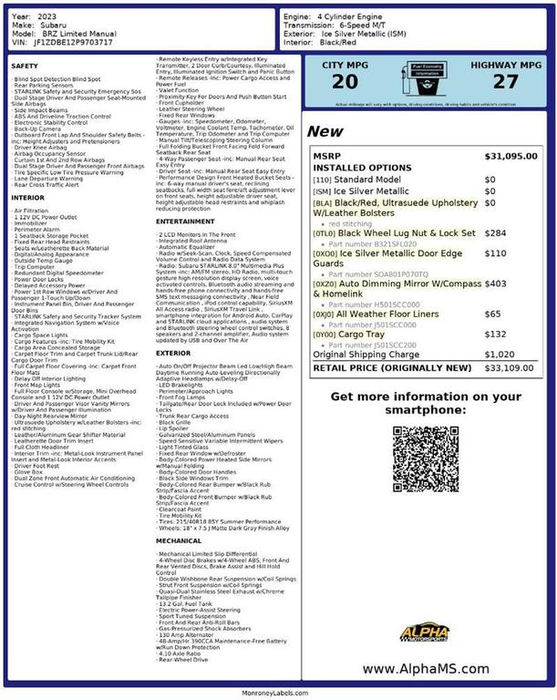 used 2023 Subaru BRZ car, priced at $24,999