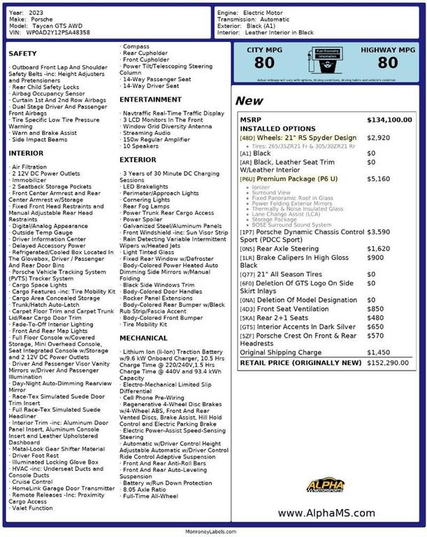used 2023 Porsche Taycan car, priced at $72,000