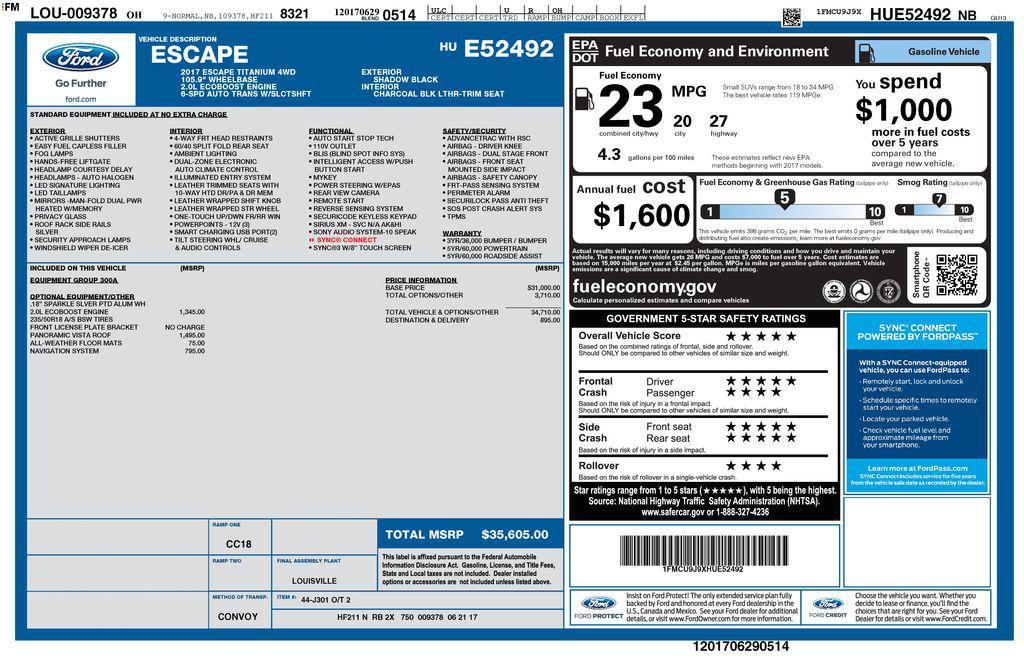 used 2017 Ford Escape car, priced at $10,787