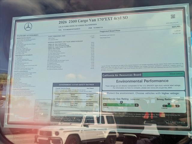 new 2026 Mercedes-Benz Sprinter 2500 car, priced at $70,017