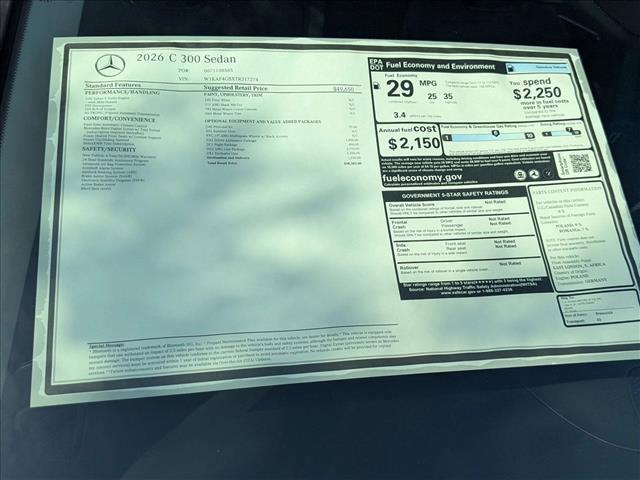new 2026 Mercedes-Benz C-Class car, priced at $58,385