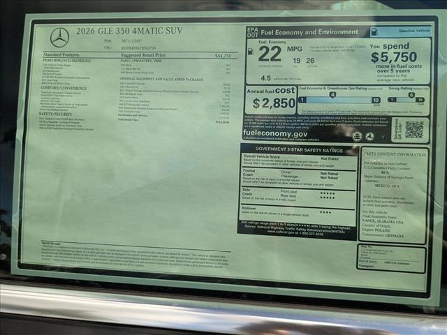 new 2026 Mercedes-Benz GLE 350 car, priced at $70,620