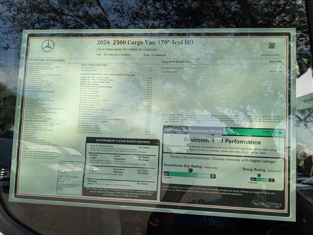 new 2026 Mercedes-Benz Sprinter 2500 car, priced at $71,063