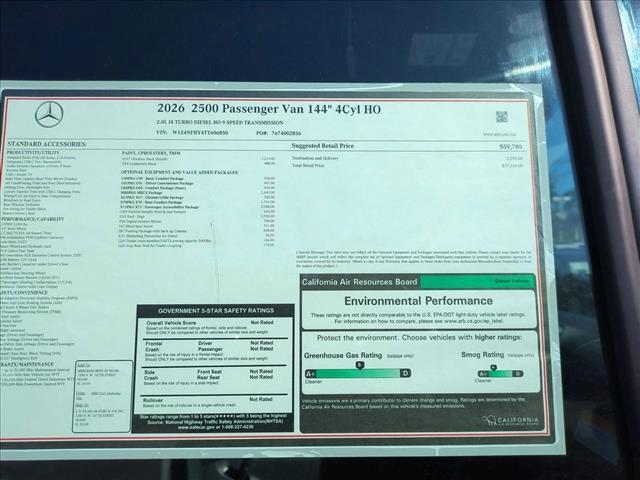 new 2026 Mercedes-Benz Sprinter 2500 car, priced at $77,319