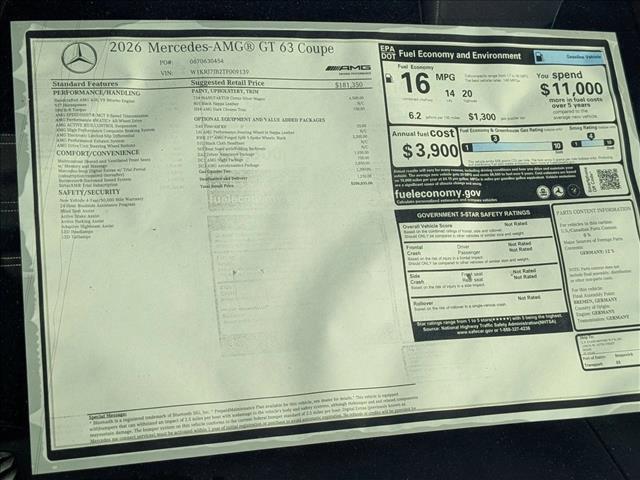 new 2026 Mercedes-Benz AMG GT 63 car, priced at $200,035