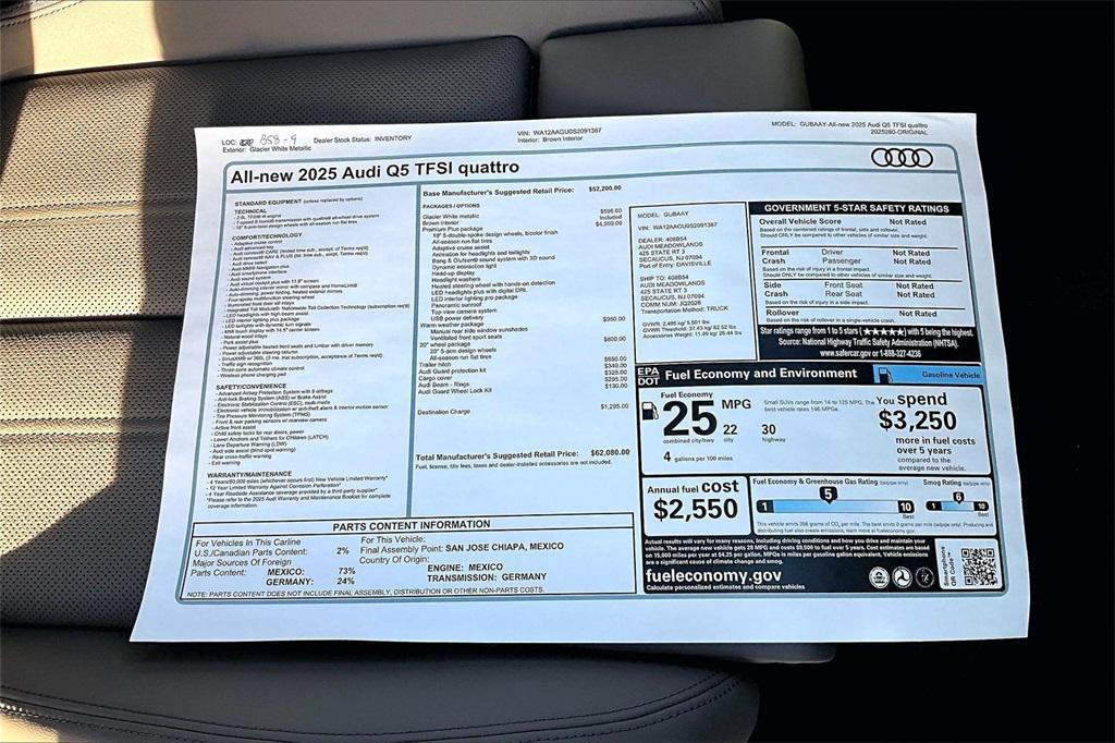 new 2025 Audi Q5 car, priced at $62,080