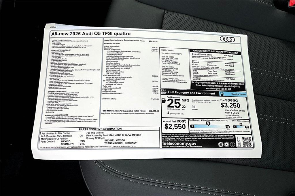 new 2025 Audi Q5 car, priced at $62,080