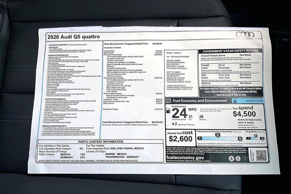 new 2026 Audi Q5 car, priced at $61,625