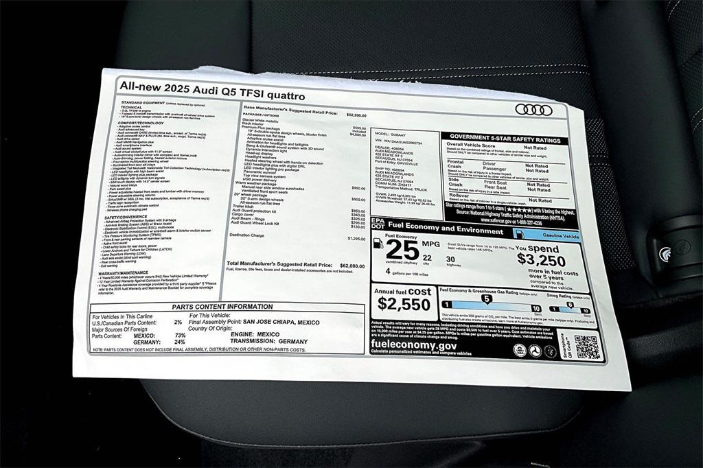 new 2025 Audi Q5 car, priced at $62,080