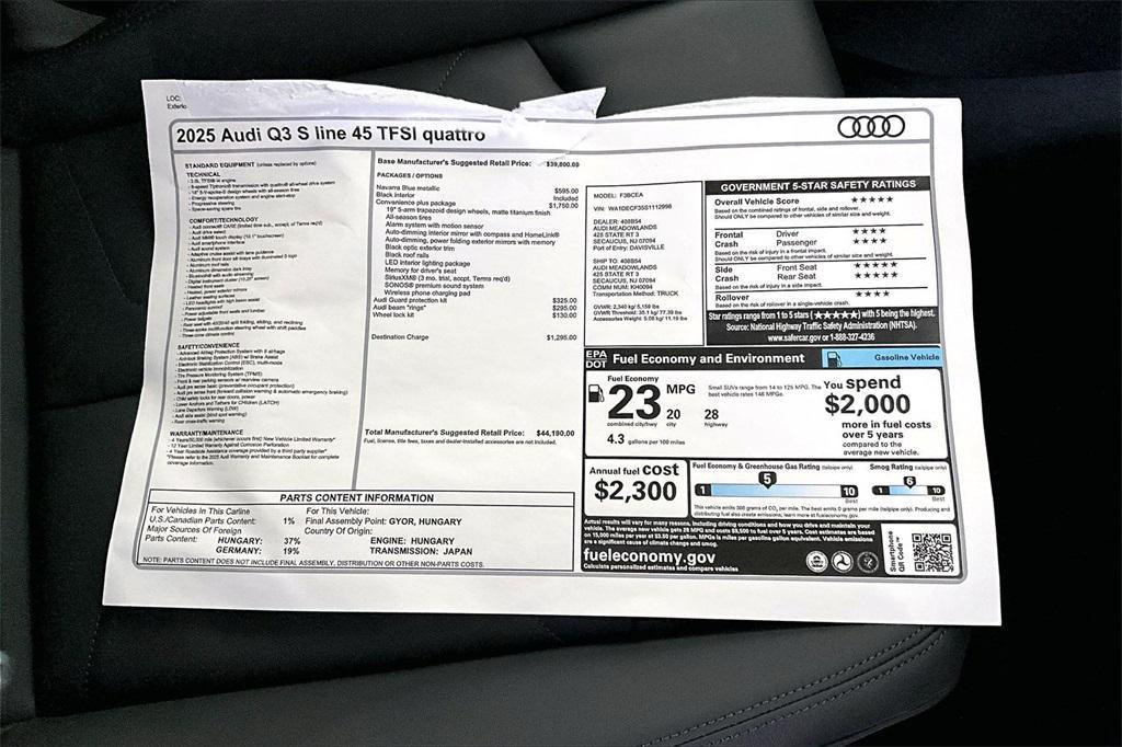 new 2025 Audi Q3 car, priced at $44,190