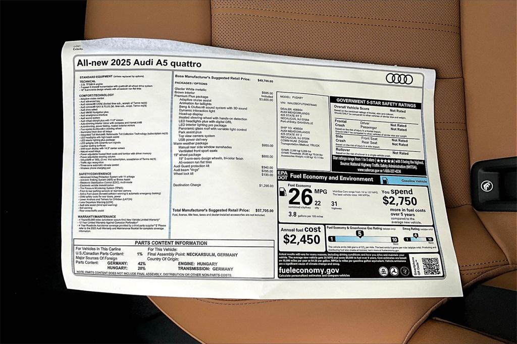 new 2025 Audi A5 car, priced at $56,905