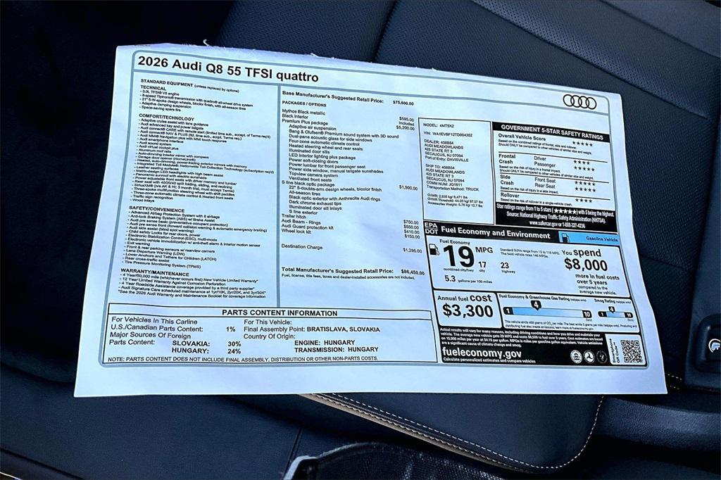 new 2026 Audi Q8 car, priced at $86,450