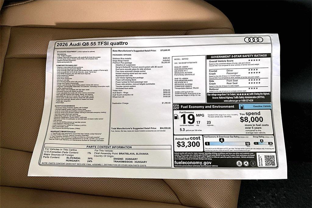 new 2026 Audi Q8 car, priced at $84,550