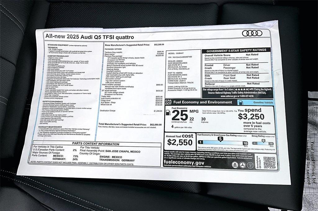 new 2025 Audi Q5 car, priced at $60,630