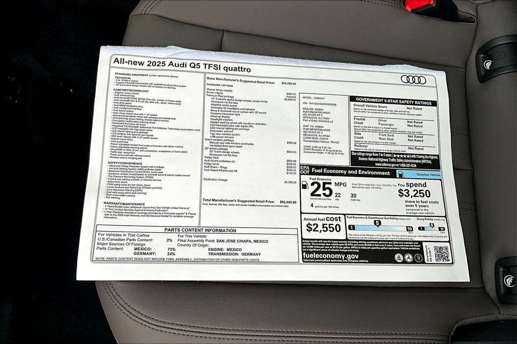 new 2025 Audi Q5 car, priced at $60,630