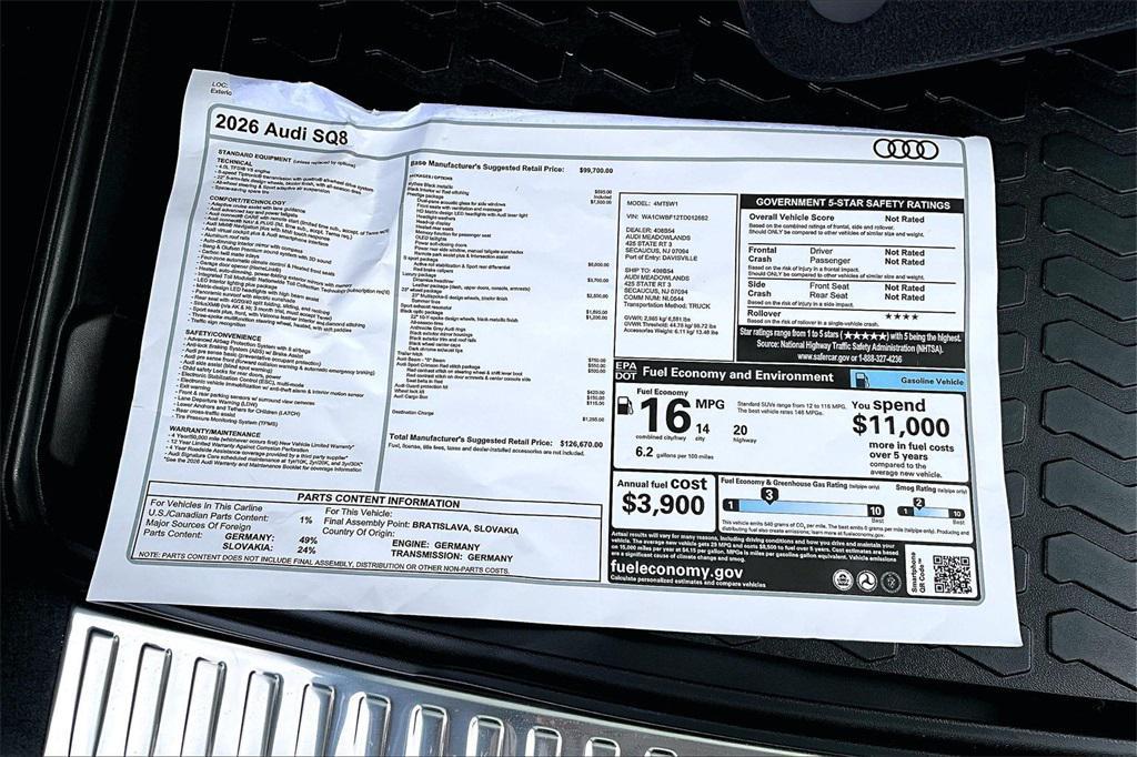 new 2026 Audi SQ8 car, priced at $126,670